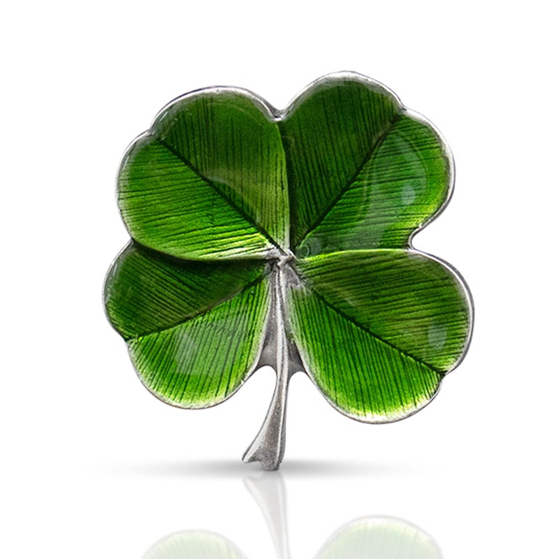 DANFORTH Four Leaf Clover Lapel Pin | Handcast Pewter Shamrock Lapel Pin, 3/4", Made in USA by Vermont Artisans | Lucky Irish Souvenir, St. Patricks Day Accessories - Image 1